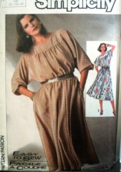 7277 SIMPLICITY 1986 EZ PULLOVER LONGER FLARE YOKE DRESS PATTERN 6-10 UNCUT